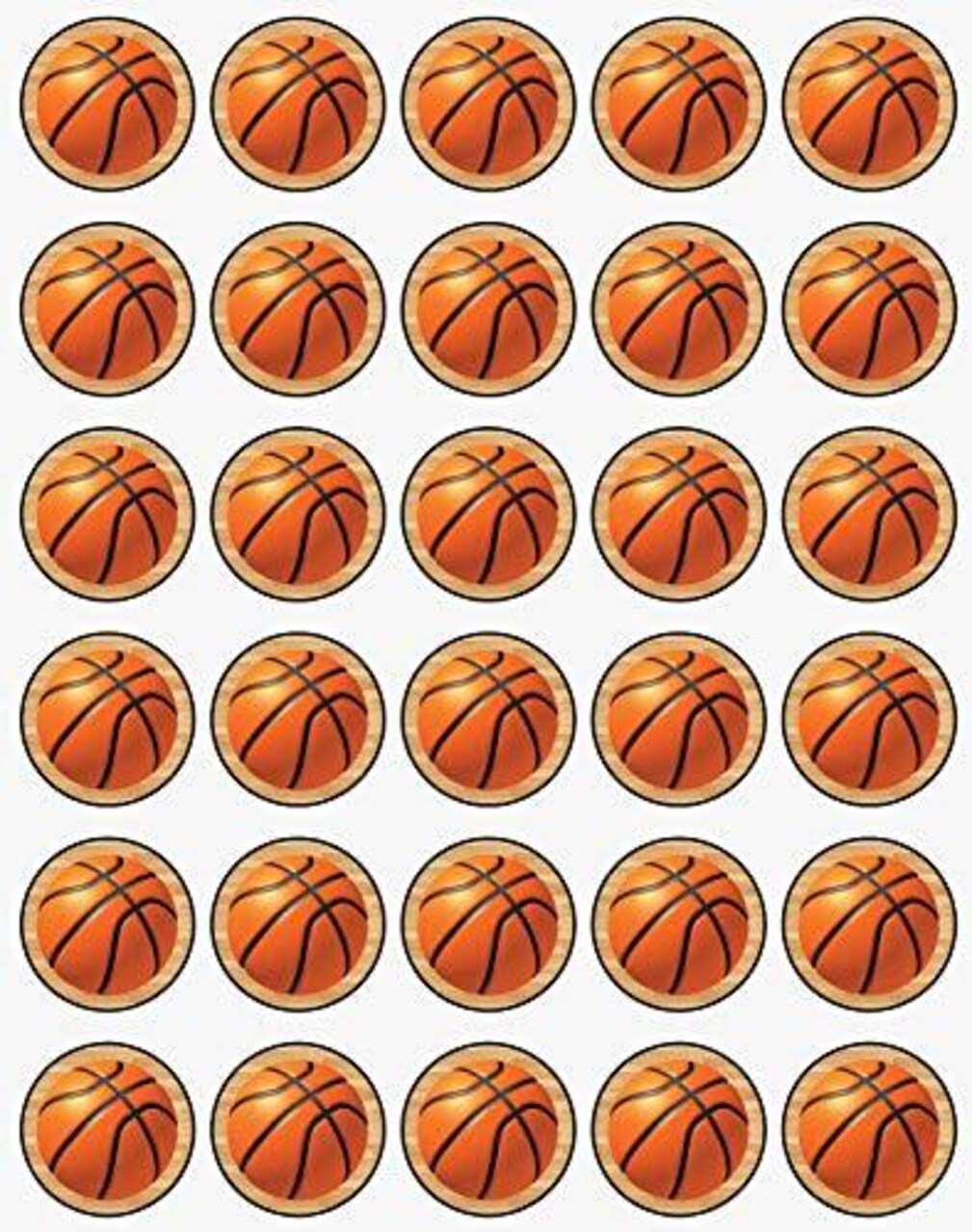 30 x Edible Cupcake Toppers Themed of Basketball Collection of Edible Cake Decorations | Uncut Edible on Wafer Sheet